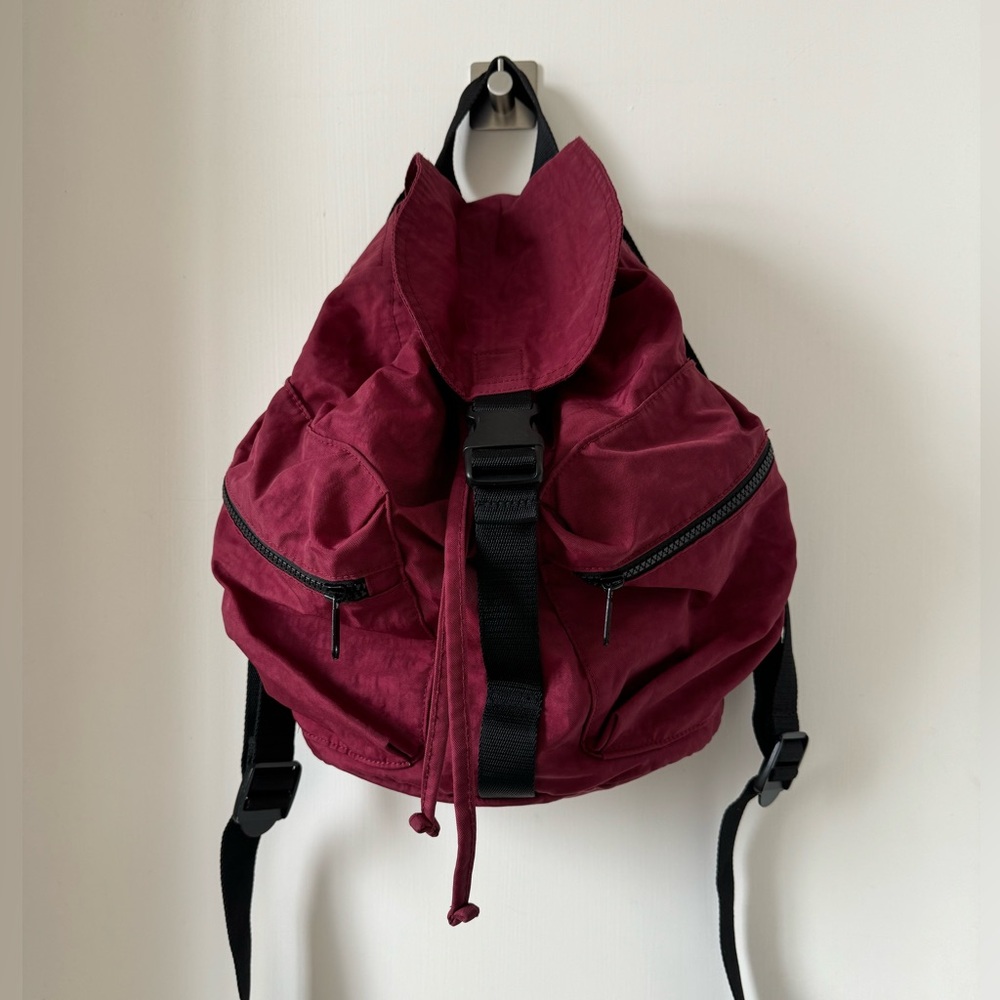 BAGGU Small Sport Nylon Backpack Burgundy Red